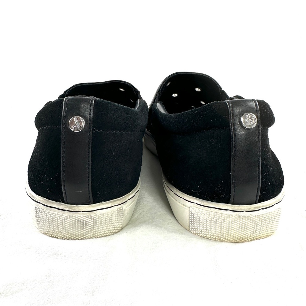 Sam Edelman Black Suede Women Size 9.5 Low Top Slip On Sneaker Grommets Studs - Picture 3 of 8